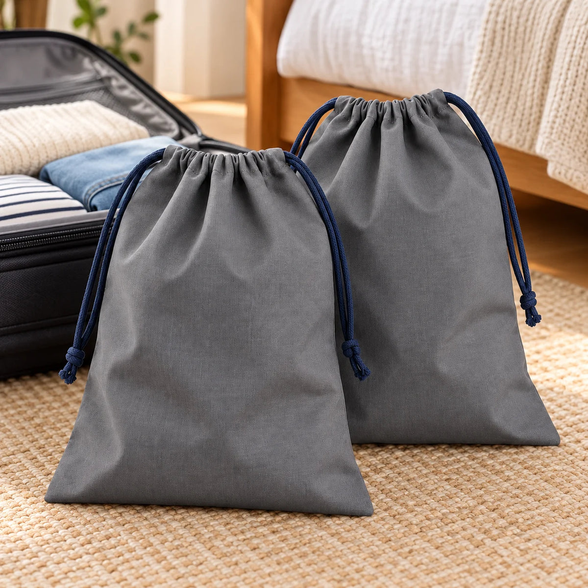 Drawstring Shoe Bag Pair — lifestyle view